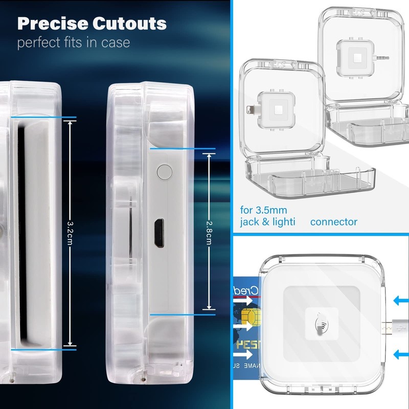 Anti-Lost Clear Cover Case Compatible with Square Reader 2nd Generation,