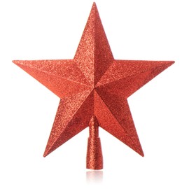 com-four® Christmas Tree Topper in Star Shape - Red Star for Christmas Tree Topper - Christmas Tree Decoration - Plastic Christmas Tree Decoration