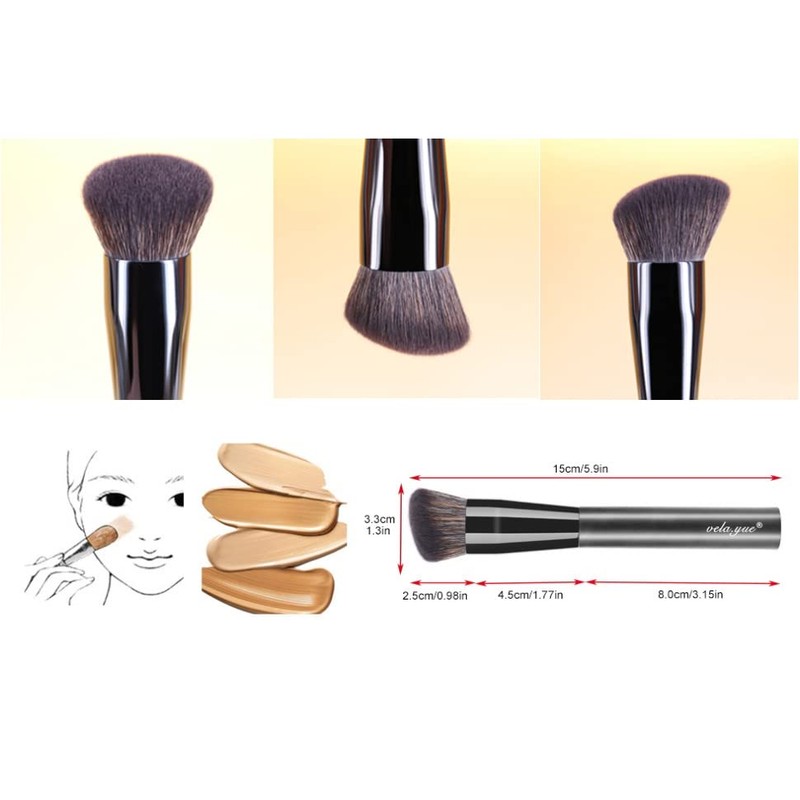 Vela.Yue Foundation Brush Cosmetic Brush Rounded Dome Angled Cut Brush