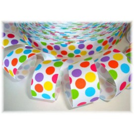 7/8 BUBBLE POP GUMBALL DOTS POLKA GROSGRAIN RIBBON 4 HAIRBOW BOW