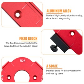 BITEFU Pack of 2 Radius Jig Router Stencils Corner, Red Milling Template, with Bearing Cutter x 1, Suitable for Carpentry DIY (R15 R20 R25 R30 R35 R40 R50)