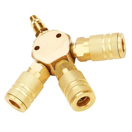 Pacify 3 Way Air Manifold Steel 1/4'' Universal Air Hose Splitter Air Compressor Quick Connect Fittings Air Compressor Splitter