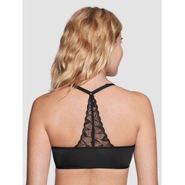 True Everybody by True & Co Women's Lace Racerback Adjustable Strap Bralette, Black