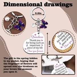 Hafviyra Gifts for Grandma from Granddaughter Grandson Best Grandma Keychain Gifts for Mother's Day Birthday Thanksgiving Day the First Time Great Grandmother Present Ideas Unique Butterfly Key Chain