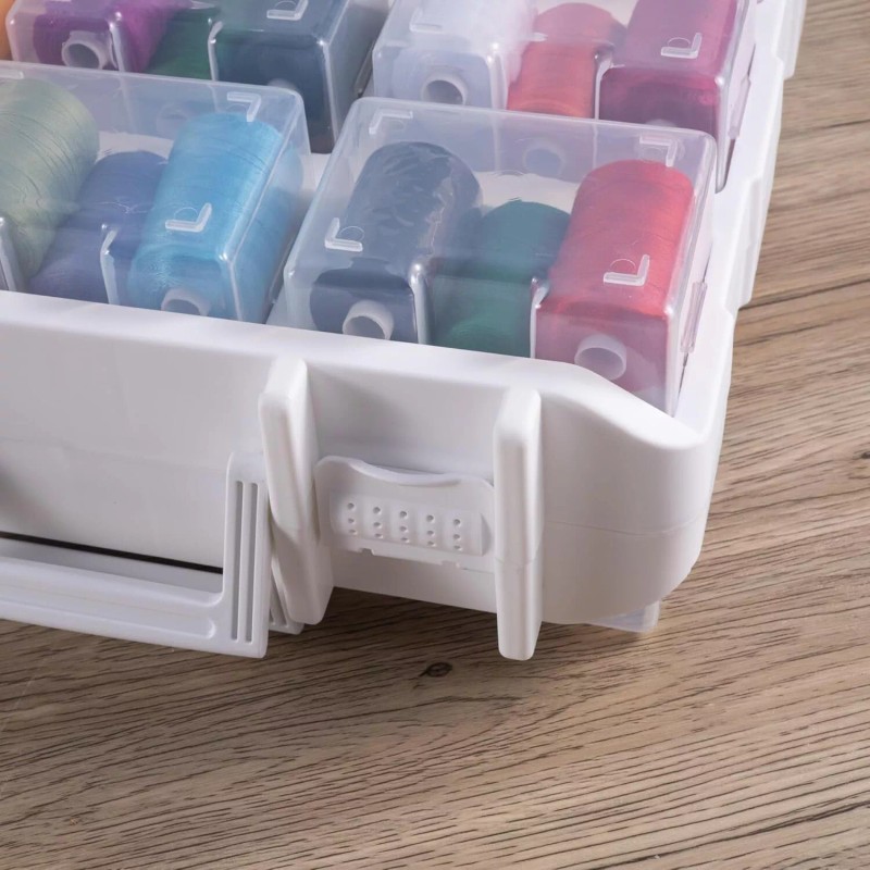 Double Sided Thread Box Storage 16 Grids Sewing Organizer Clear