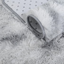 LUXLOOM 9x12 Fluffy Area Rugs Large Shag Rugs for Living Room, Fuzzy Shaggy Fur Rug for Kids Room Tie-Dyed Non Shedding Plush Throw Rug Furry Accent Rug Carpet Floor Cover for Bedroom, Light Grey