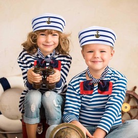 Pluvyze 2 Stück Matrosenmütze Matrosen Mütze Matrosenhut Seemannsmütze Matrosen Kostüm Damen Matrosenmütze Matrosen Mütze Matrosenhut Seemannsmütze Matrosen Kostüm Damen Mit 2 Stück Schals