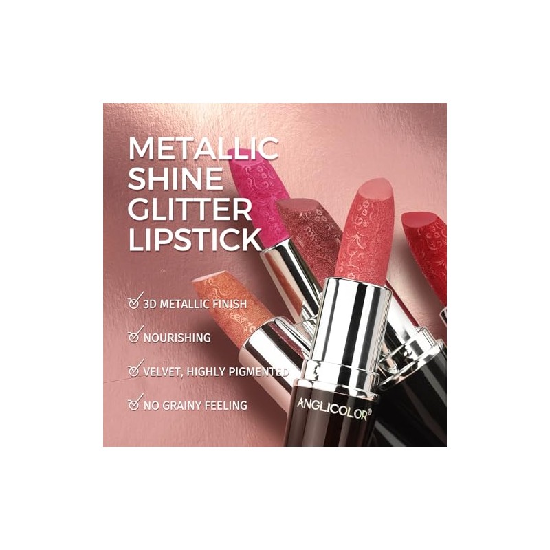 Anglicolor Labial Naranja MetáLico Nacarado Brillo 3D Hidratante