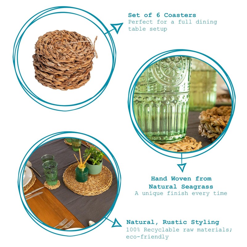 Argon Tableware Round Coasters - 10cm - Pack of 6