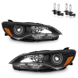 KarSpareHub Headlights for 2015-2017 Toyota Camry Models Only [4-Door Sedan] Headlamp Assembly Replacement with Amber Corner Lamps, Halogen, Left & Right Side with Bulbs