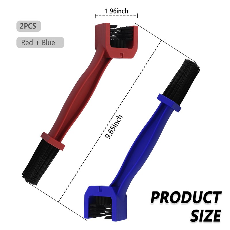 2PCS Motorcycle Chain Brush,Double-Ended Motorcycle Chain Cleaner with Three-Sided and
