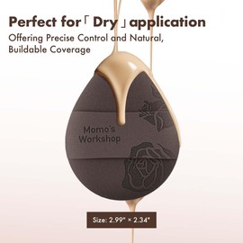 Momo's Workshop Rose Tatami Makeup Sponge Set,Double-Sided Egg Shape Rubycell for Liquid Foundations, Non-Absorbent & Fast Blending,Soft, Fluffy & Bouncy, 2 Beauty Puffs &Storage Case