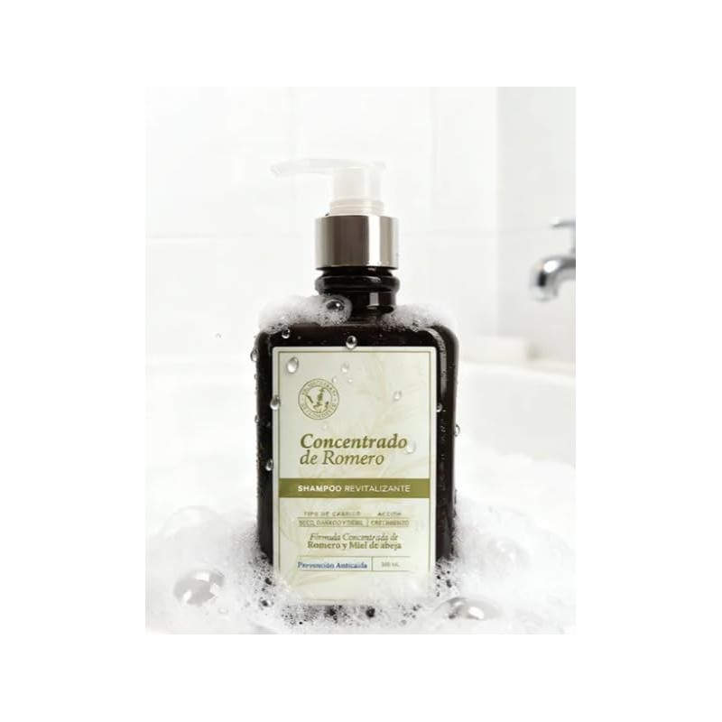 Concentrado de Romero, Shampoo Revitalizante, Prevención Anticaída, Fórmula con Miel