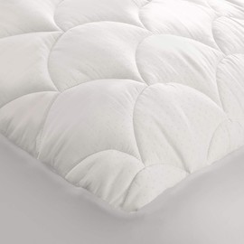 Blue Ridge Home Fashions 350 Thread Count Cotton Damask Dual Action Mattress Pad, Queen, White
