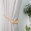2 Pack Boho Jute Coil Ball Curtain Tiebacks with Wood