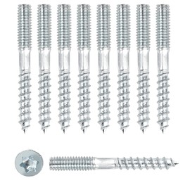 Jinsion Pack of 10 hanger bolts M8 x 60 mm, double-sided dowel screws with hexagonal part, spacer screws, galvanised steel, threaded screws for easy screwing