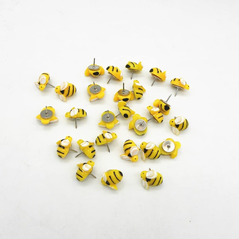 JIHUOO Pack of 30 Bee Thumbtacks Pins Decorative Card Nail
