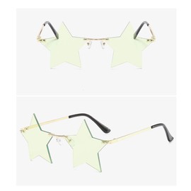 ENTHYI Star Rimless Sunglasses Women/Men Unique Pentagram Party glasses Prom Streetwear