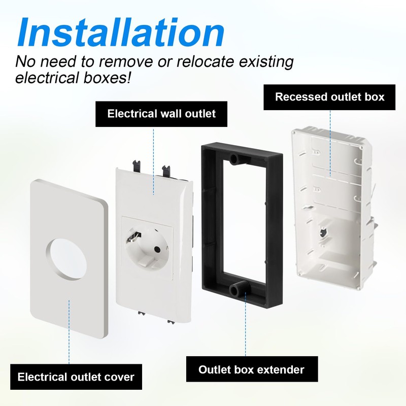 3pcs Electrical box Extender, 3.66in Outlet Box Extension with Screwdriver