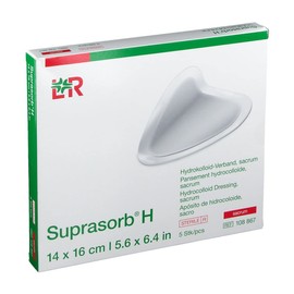 Lohmann-Rauscher 108867 Suprasorb H sakrum Hydrocolloid Dressing, 14 cm x 16 cm, Pack of 5