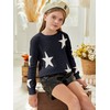 WDIRARA Girl's Star Pattern Round Neck Long Sleeve Sweater Casual