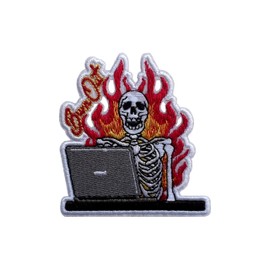 LEMEPINZ Burning Up Patch, Size 3" Iron Patch or Sew On Patches for Backpacks Jeans Hats Clothes, Funny Skeleton Embroidery Patches, Applique DIY Embroidered Patches, Trending Gifts for Boys Girls