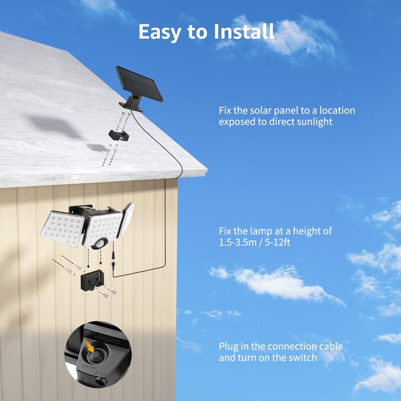Solar Lights for Outside, WL5000 Motion Activated Security Lights, Separate