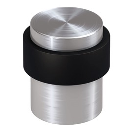 BASI Floor Door Stopper for Floor Mounting, Made of Stainless Steel, Door Holder, Door Buffers, Floor Door Stopper in Silver, Protection for Wall and Furniture, with Rubber Protection, Wall Protection