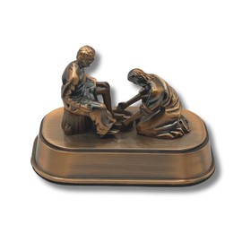3 ARCHES USA Copper Jesus Washing Disciple's Feet Statue - Religious Little Jesus Figures & Christian Home Decor - Spiritual Table Centerpiece - Meaningful Biblical Present (Small 3")