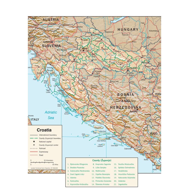 Lais Puzzle Physical Map Croatia 1000 Pieces