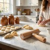 Large T-Shaped Rolling Pin, Wooden Dough Roller with Stainless Steel