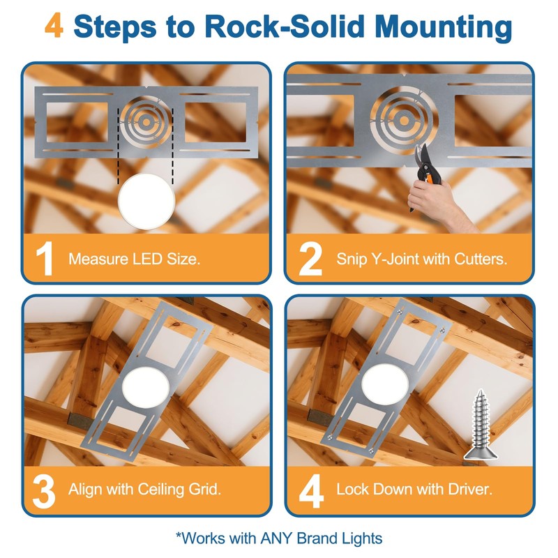 24 Pack New Construction Mounting Plate for Recessed Wafer LED