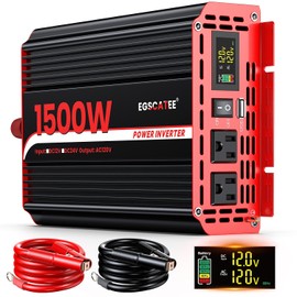 Inversor de potencia de 1500 W, 12 V CC a 110 V/120 V CA, inversor de coche de potencia máxima de 3000 W con visualización LCD, 2 salidas CA, puerto USB de 3.1 A para vehículos, camping, viajes, uso
