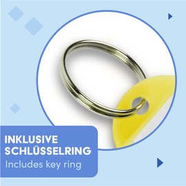WINTEX 20 x Keyrings Can Be Written On – Durable Key Tags with Labels – Coloured Key Rings for Labelling for Organisation or Travel – Yellow