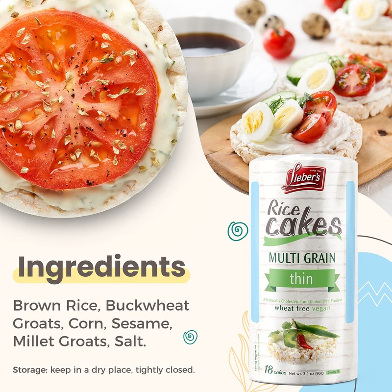 LIEBERS Rice Cakes, Kosher Certified Snack, Dairy Free, Wheat Free,
