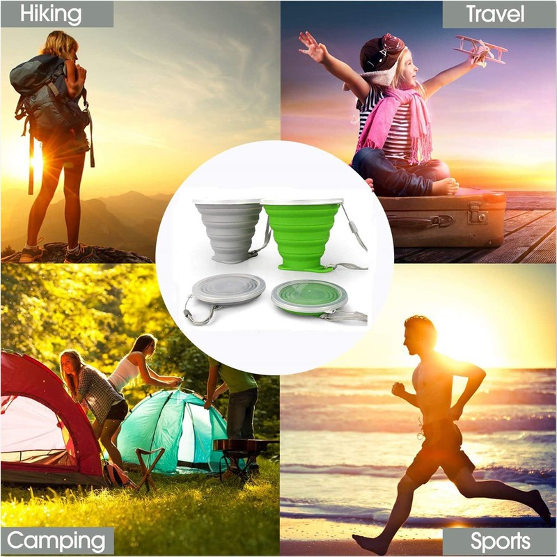 IYYI Collapsible Cups for Traveling, Silicone Collapsible Cups, Camping Mugs,