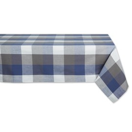 DII Tri-Color Check Collection 100% Cotton Tabletop, Tablecloth, 60x120, French Blue