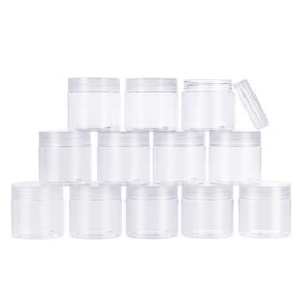 BENECREAT 20 Pack 60ml PET Wide Mouth Plastic Containers Slime Storage Favor Jars with Clear Lid and Leakproof Gasket for Cosmetic Cream Slime Light Clay