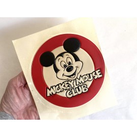 Vintage MICKEY MOUSE CLUB 5.5” Round Vinyl Appliqué Beige+Red Patch New MMC NOS