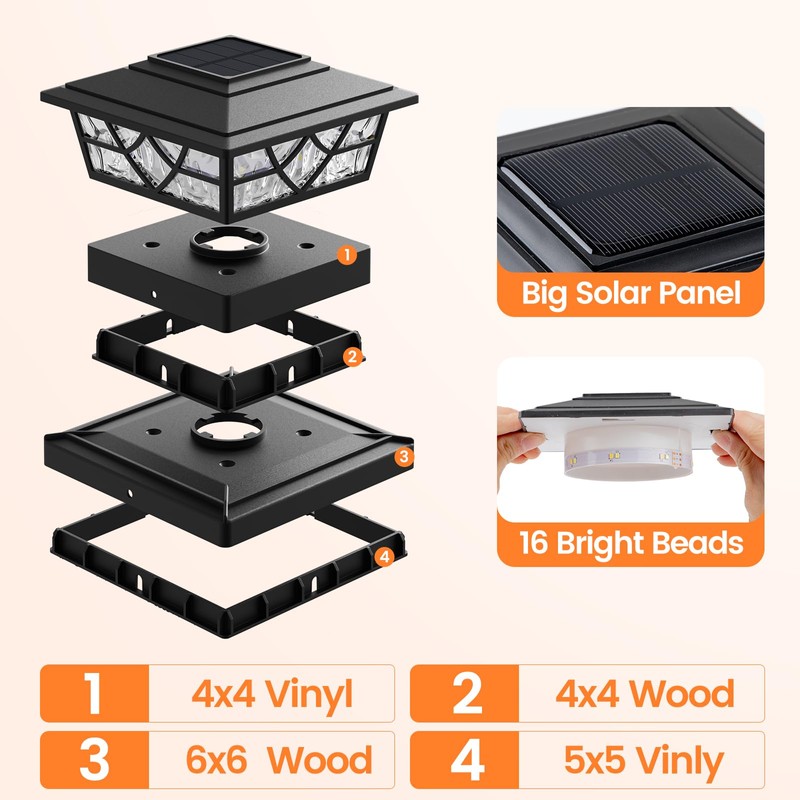 APONUO Solar Post Cap Lights, Warm White & Cool White,