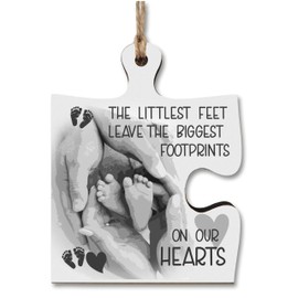 The Plum Penguin Hanging Jigsaw Puzzle Piece Little Feet Big Footprints Hearts Baby Loss Remembrance Sign Ornament