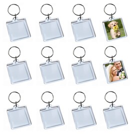 25Pcs Clear Blank Acrylic Photo Keychain Picture Frame Image Insert Keyring