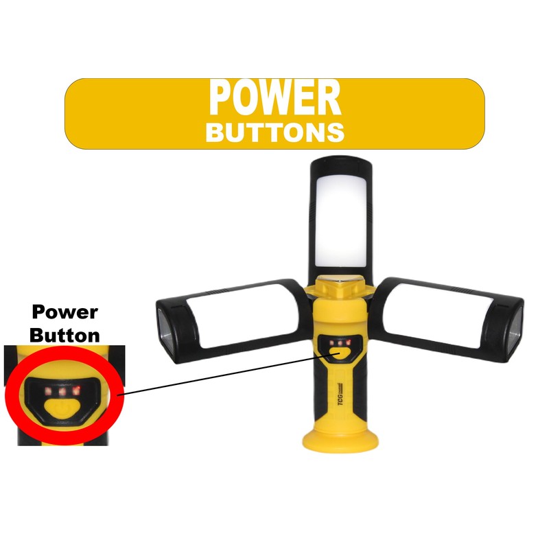 TCG Charged Portable LED Work Flashlight - Adjustable Tri-Blade Design