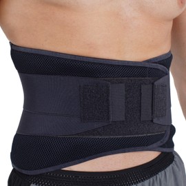NeoTech Care Adjustable Compression Wide Back Brace Lumbar Support Belt (Charcoal, Size L)