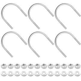 YEYIT 6Pack U-Bolts 304 Stainless Steel M6 x 51mm U-Bolt Fastener for Pipelines, with Nuts and Flat Repair Washer