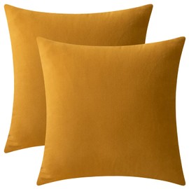 Rythome Set of 2 Velvet Throw Pillow Covers for Couch and Bed - 18"x18", Marigold