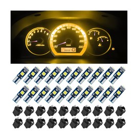 Bittwee luces LED T5 para tablero de auto, 20 piezas de bombilla LED 3030-3SMD con toma de bloqueo de giro, bombilla súper brillante para indicador de panel de grupo de instrumentos