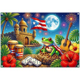 YCUCUEI 7x5ft Fabric Puerto Rico Flag Frog Castle Photography Backdrop