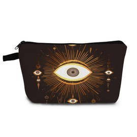YULUENZE Eye Pattern Present Evil Eye Makeup Bag Cute Small Organizer Bag with Zipper Golden Evil Eye Print Cosmetic Bag Birthday Presents for Women Friends Sisters