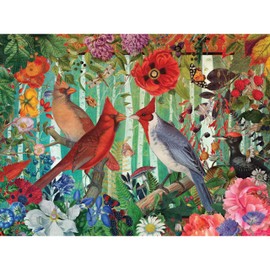 1000 Piece Puzzle for Adults Birch Birds Jenna Dellagrottaglia Cardinals Challenging Jigsaw by Playview